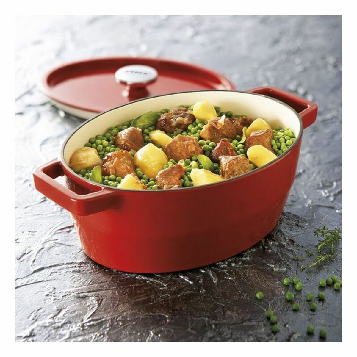 Casserole with lid Pyrex Slow Cook Cast Iron