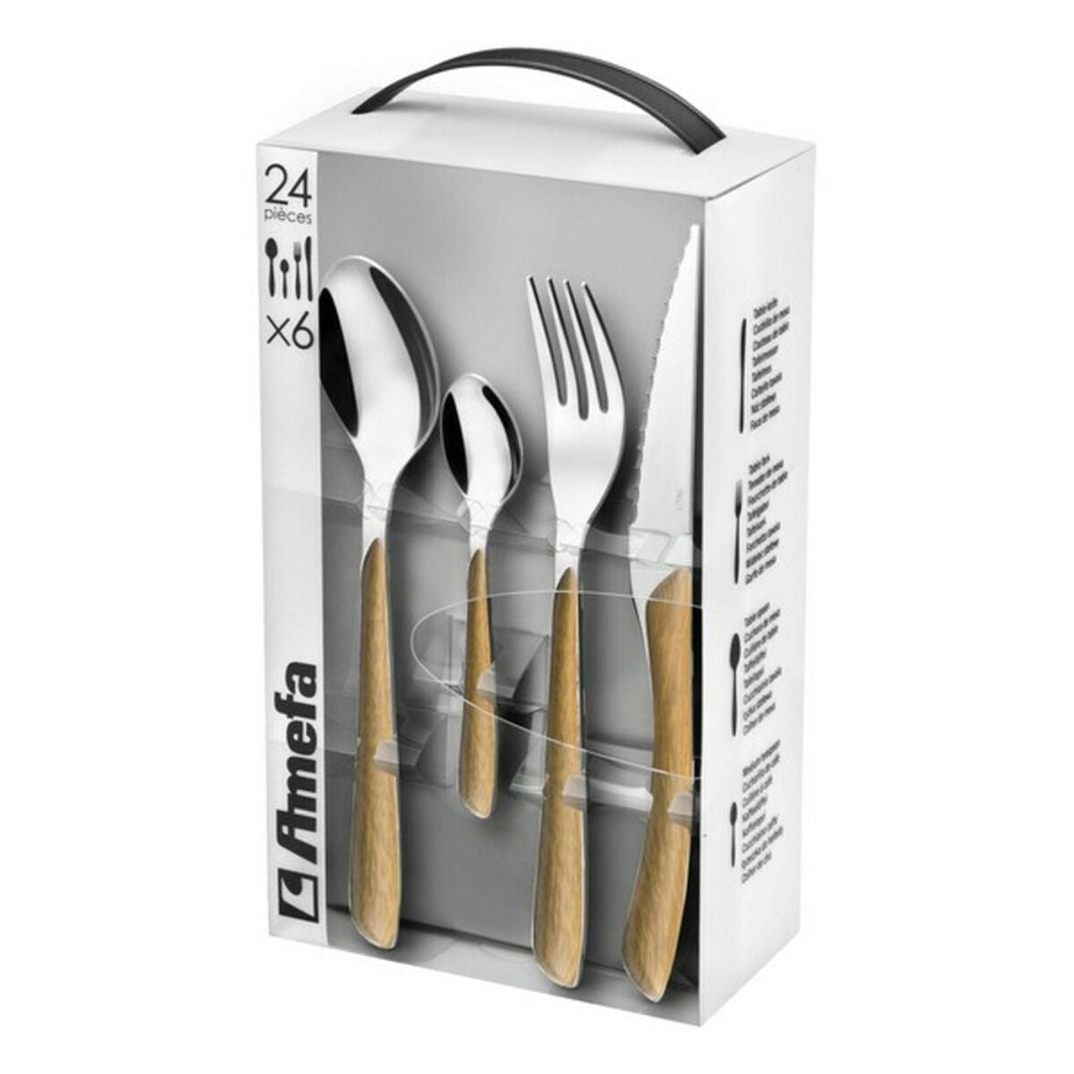 Cutlery set Amefa 2274PWPA10C40 Wood Metal Stainless steel 24 Pieces