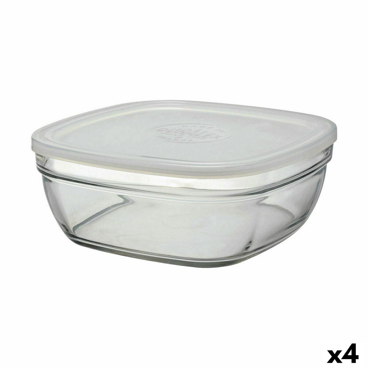 Square Lunch Box with Lid Duralex FreshBox 3 L 23 x 23 x 9 cm (4 Units)