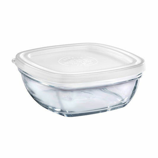 Square Lunch Box with Lid Duralex FreshBox Transparent 610 ml 14 x 14 x 6 cm (6 Units)