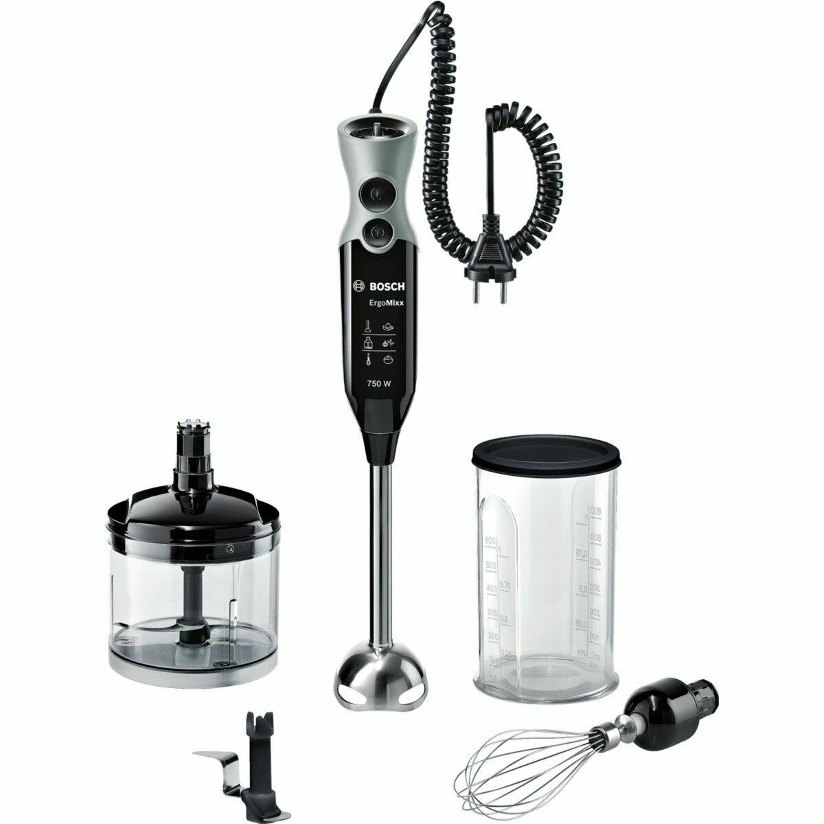 Hand-held Blender BOSCH MSM67170 Black Black/Silver 750 W 1 L