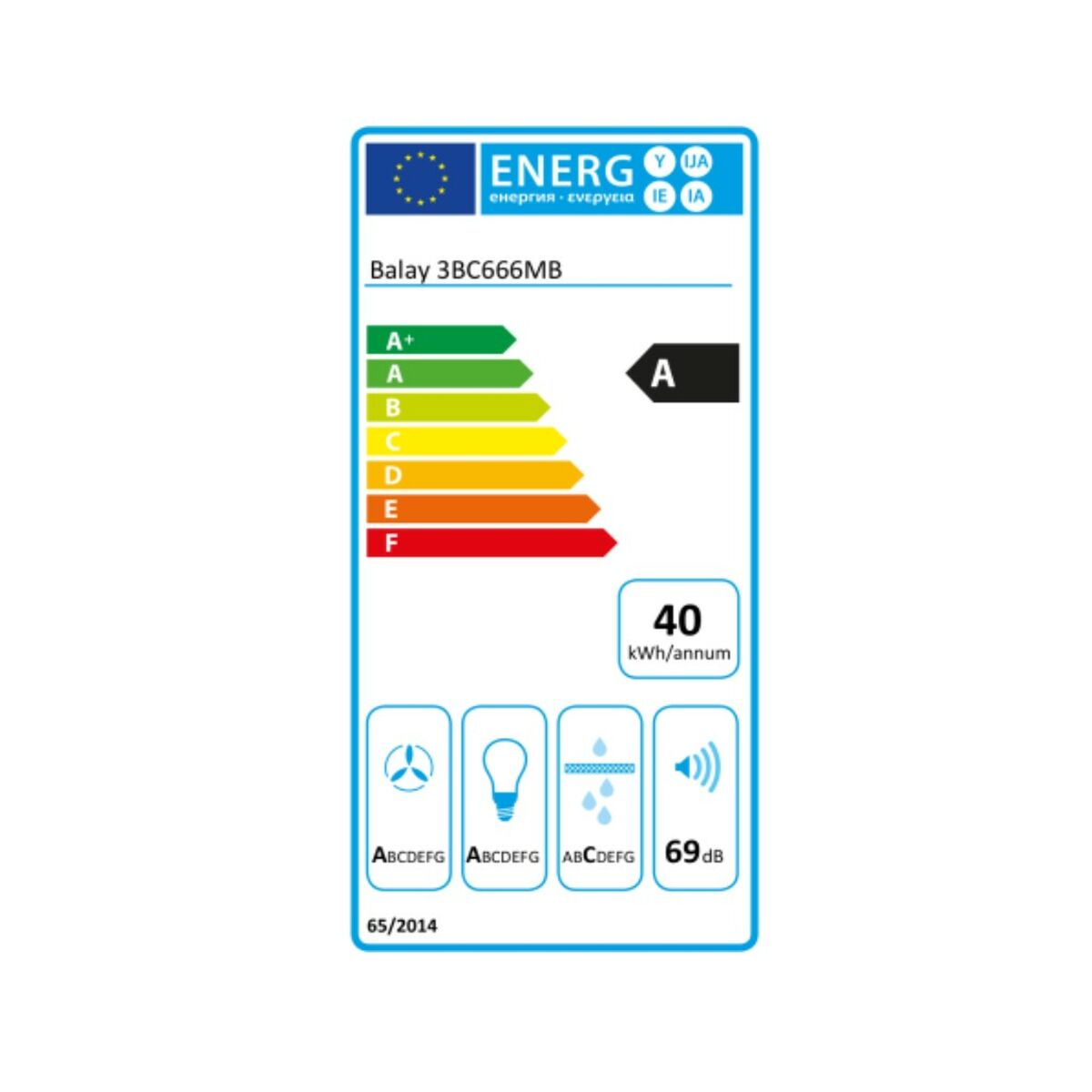 Conventional Hood Balay 3BC666MB 60 cm 570 m3/h 69 dB 220 W