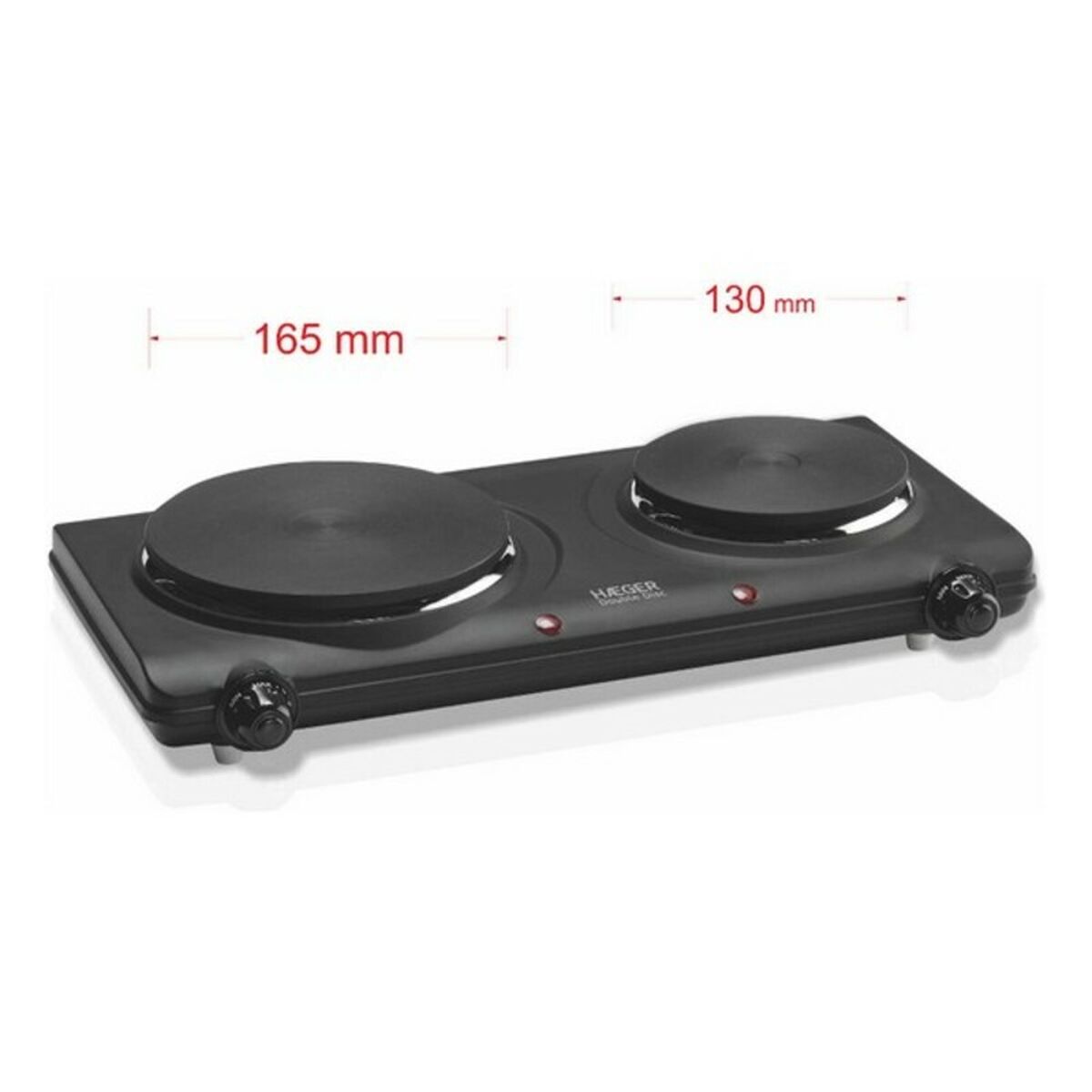 Electric Hot Plate Haeger Double Disc Black 2 Stoves 2250W