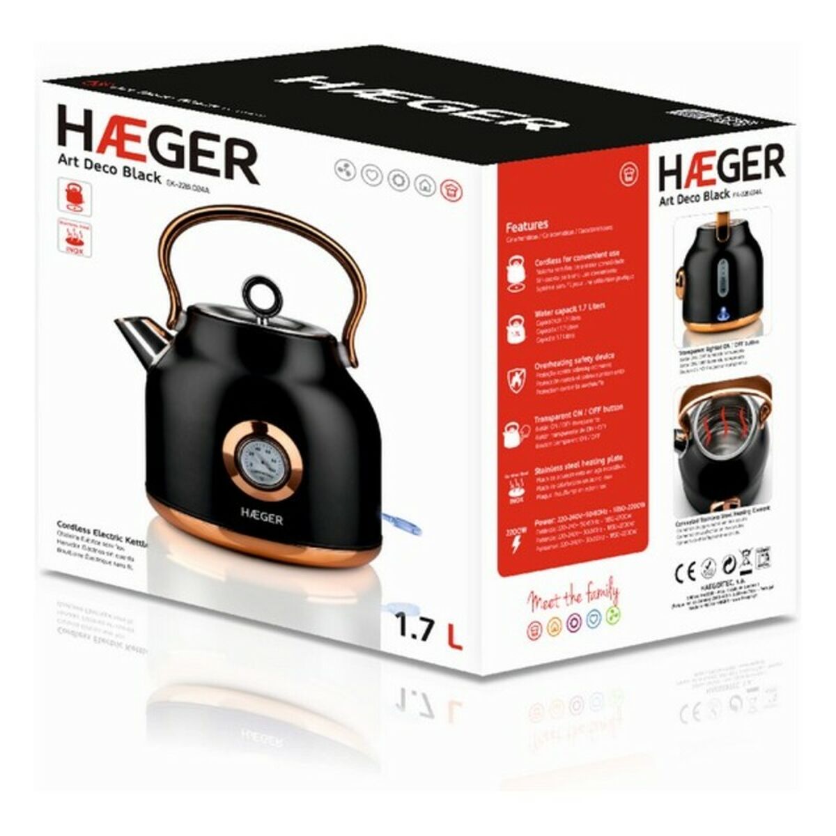 Water Kettle and Electric Teakettle Haeger EK-22B.024A 2200 W 2200 W 1,7 L (1,7 L)