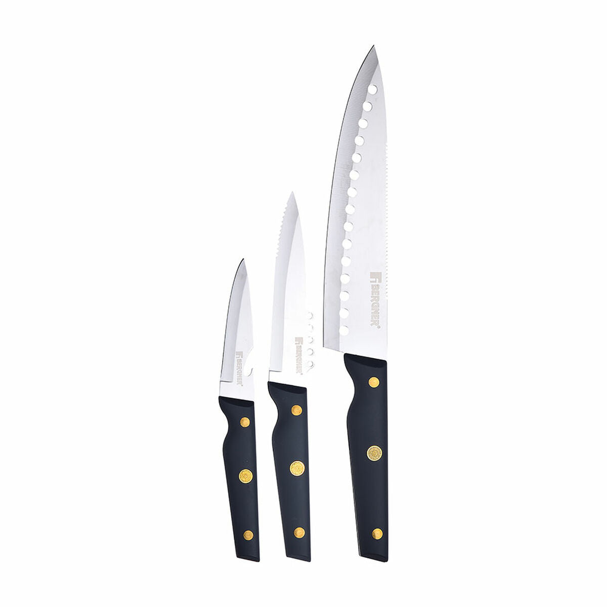 Knife Set Bergner Pro Reeco BG41026DBL Stainless steel ABS 3 Pieces