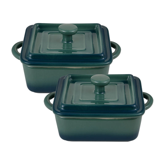 Saucepans Bergner 4 Units Mini Ø 13 cm Green Cream Stoneware