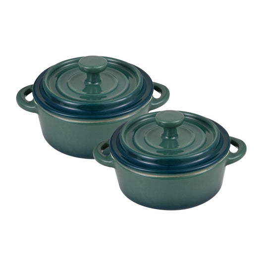 Saucepans Bergner 4 Units Mini Ø 12 cm Green Cream Stoneware