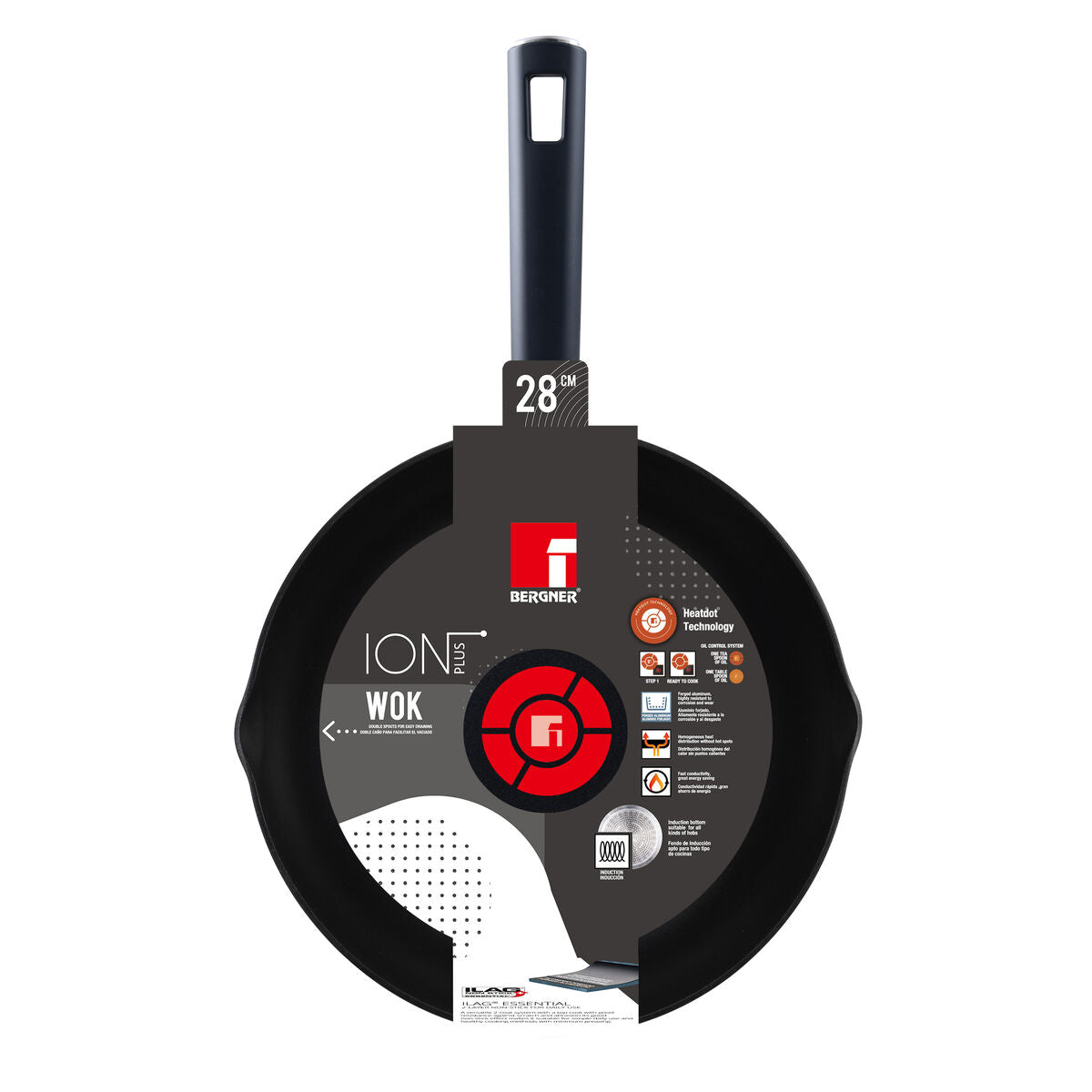 Wok Pan Bergner ION PLUS BG Black Aluminium Toughened aluminium Ø 28 cm