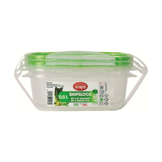 Lunch box Snips 500 ml Hermetically sealed 14,7 x 14,7 x 7 cm (2 Units)