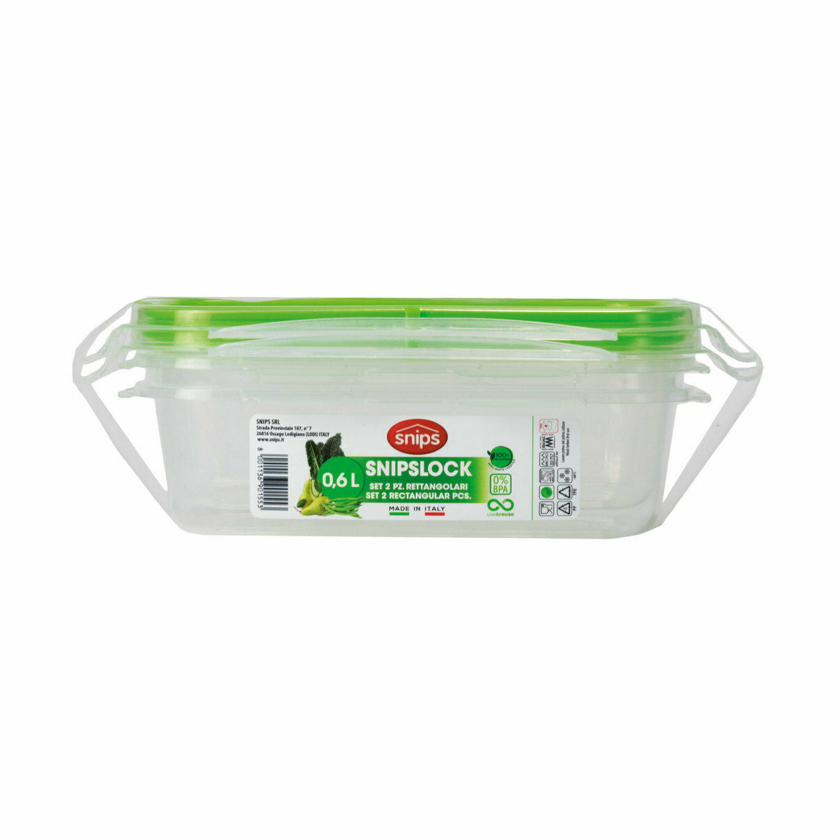 Lunch box Snips Hermetically sealed 600 ml Rectangular (12 Units)