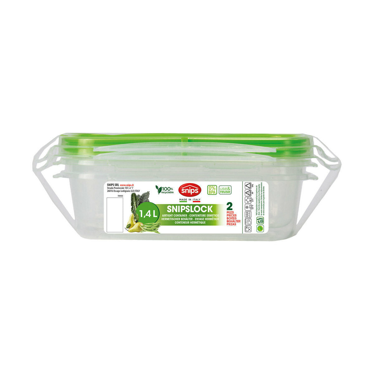 Lunch box Snips 1,4 L Hermetically sealed (2 Units)