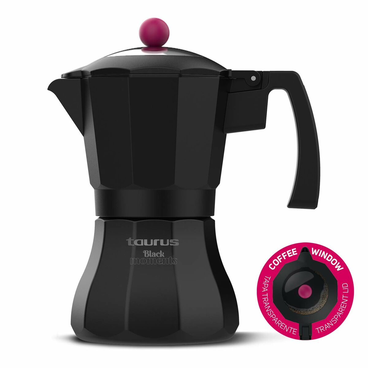 Italian Coffee Pot Taurus KCP9006I 6T Black Aluminium