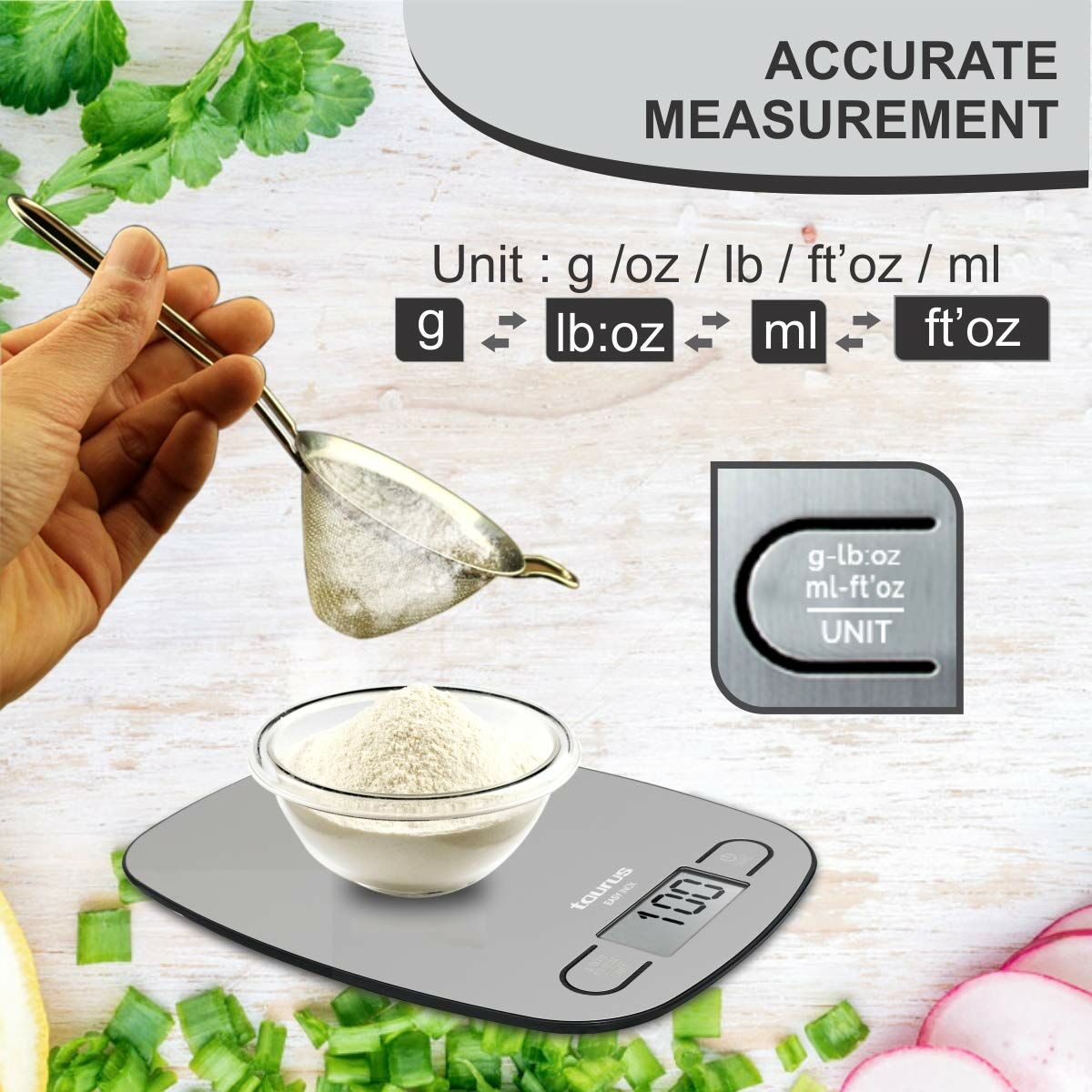 Digital Kitchen Scale Taurus EASY INOX Stainless steel