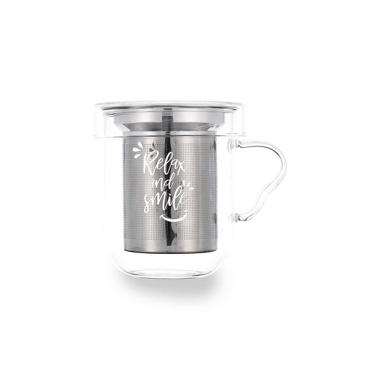 Piece Coffee Cup Set Quid Transparent Stainless steel Glass 3 Pieces (350 ml)