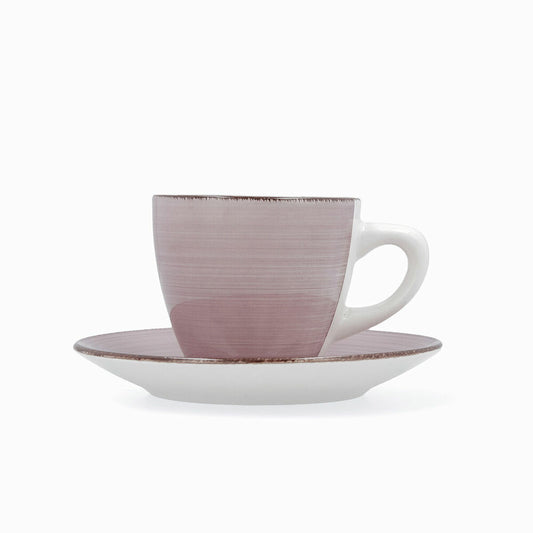 Set of Mugs with Saucers Quid Vita Morning Ceramic Pink (22 cl) (4 pcs)