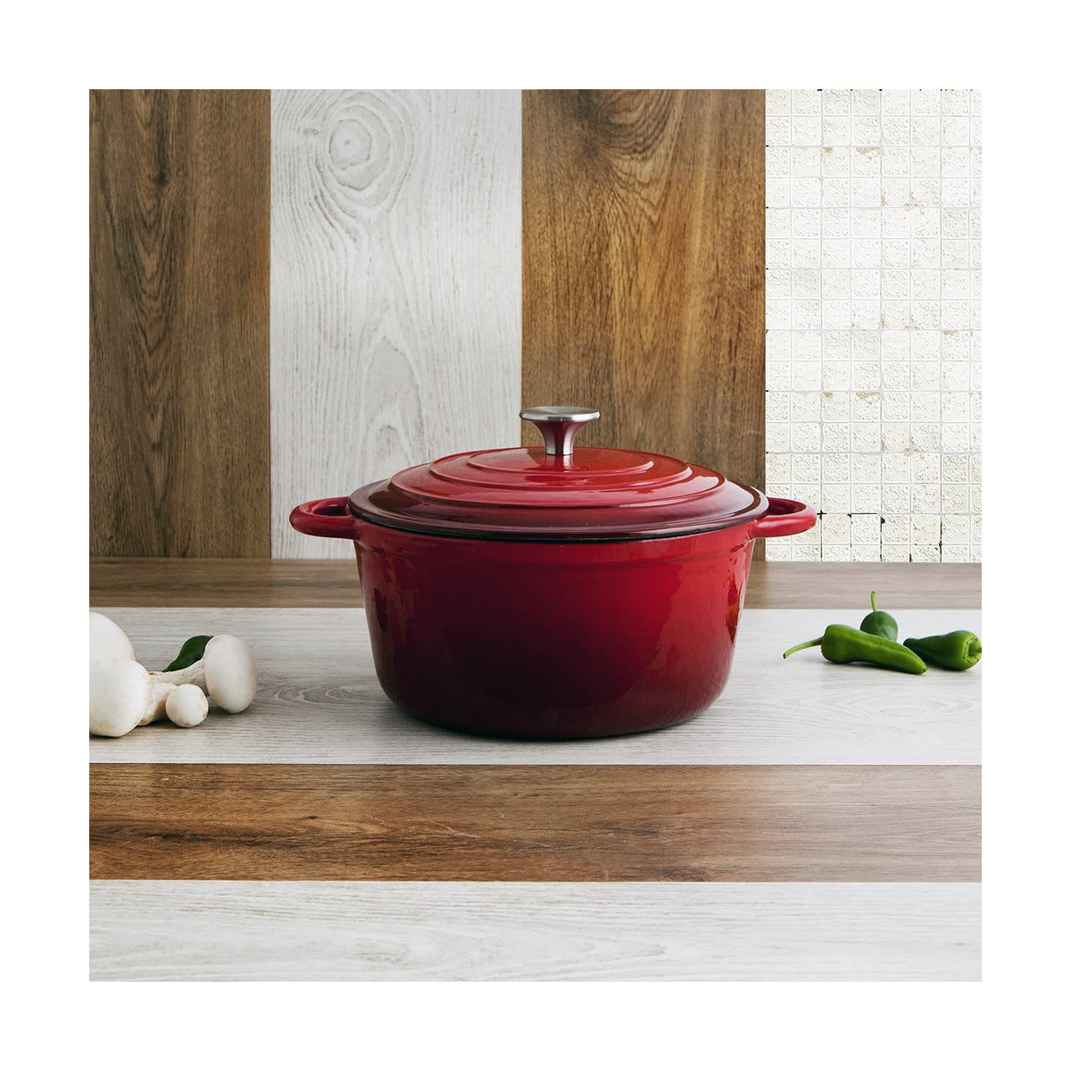 Casserole with lid Bidasoa Fierro Red Metal 6 L (6 L)