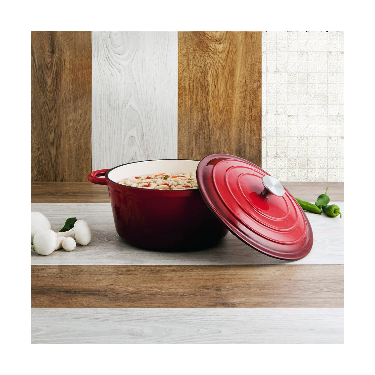 Casserole with lid Bidasoa Fierro Red Metal 6 L (6 L)