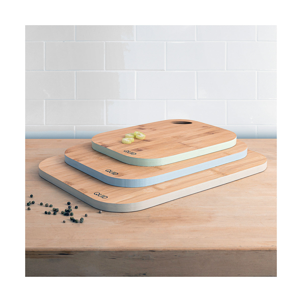 Bamboo Cutting Board Quid Blue Wood (33 x 23 x 1,5 cm)