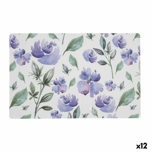 Table Mat Quid Habitat Flowers Plastic Multicolour (43 x 28 cm) (Pack 12x)