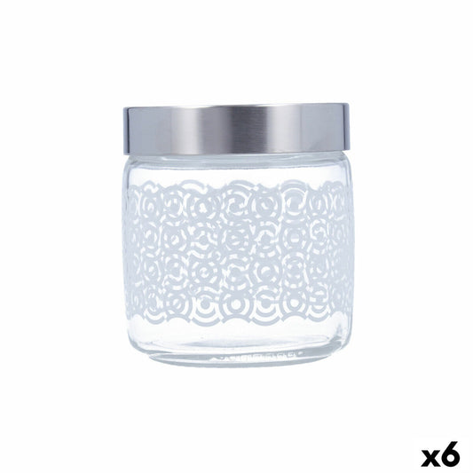 Jar Giara With lid Grey Glass 750 ml (6 Units)