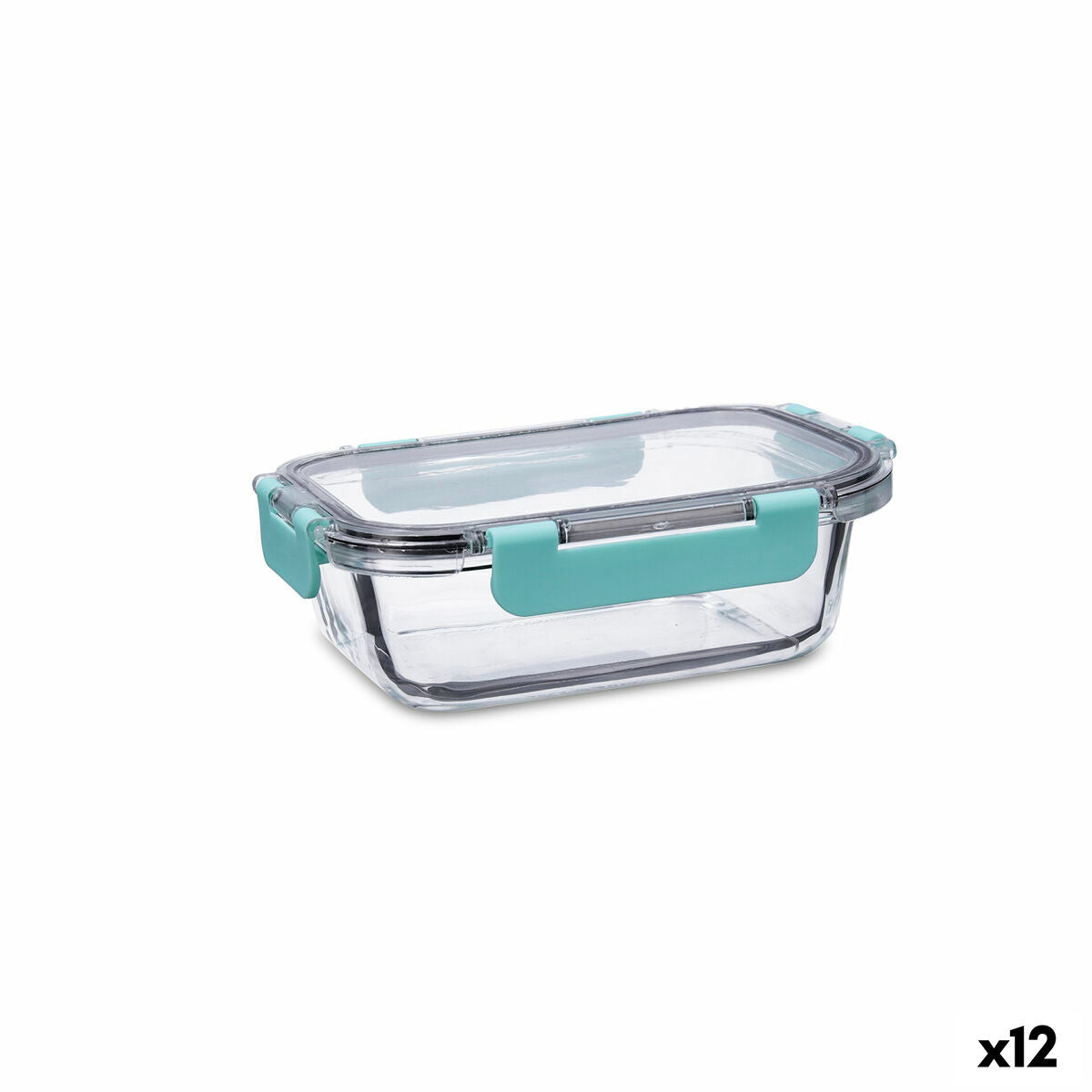 Hermetic Lunch Box Quid Purity Rectangular 630 ml Transparent Glass (12 Units)