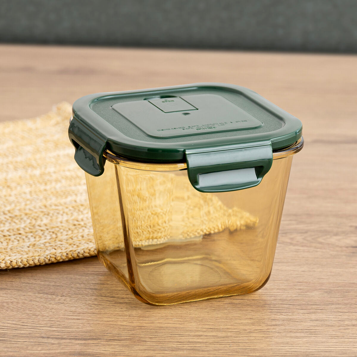 Hermetic Lunch Box Bidasoa Infinity Squared Green Yellow Glass 900 ml