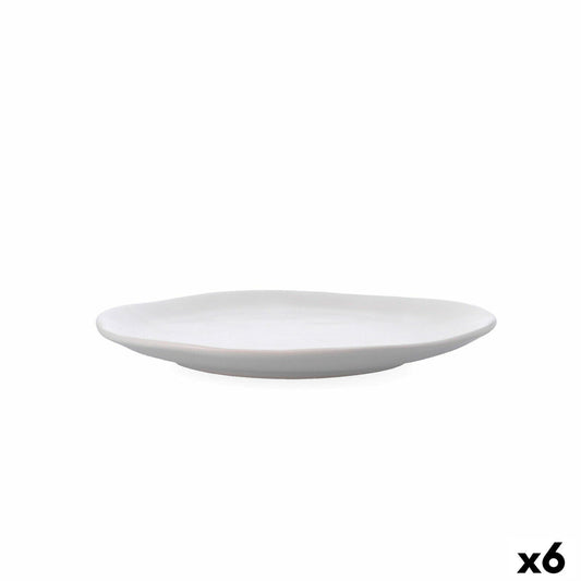 Flat Plate Bidasoa Cosmos White Ceramic 23 cm (6 Units)