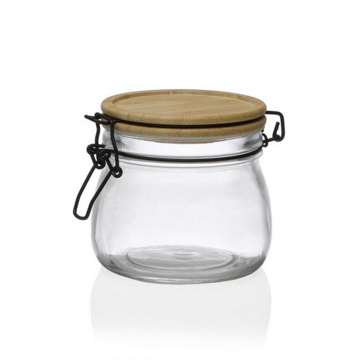 Transparent Glass Jar Versa Bamboo (11 x 10,3 x 11 cm) 450 ml