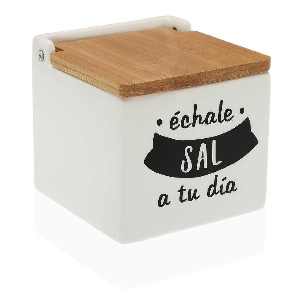 Salt Shaker with Lid Versa Ceramic Bamboo (10,5 x 11 x 11 cm)