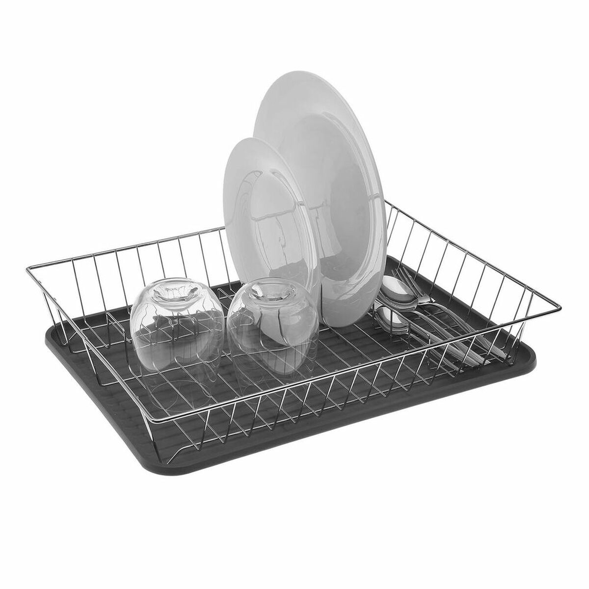 Draining Rack for Kitchen Sink Versa Archie Plates Grey Steel Iron polypropylene (34,5 x 8 x 43 cm)