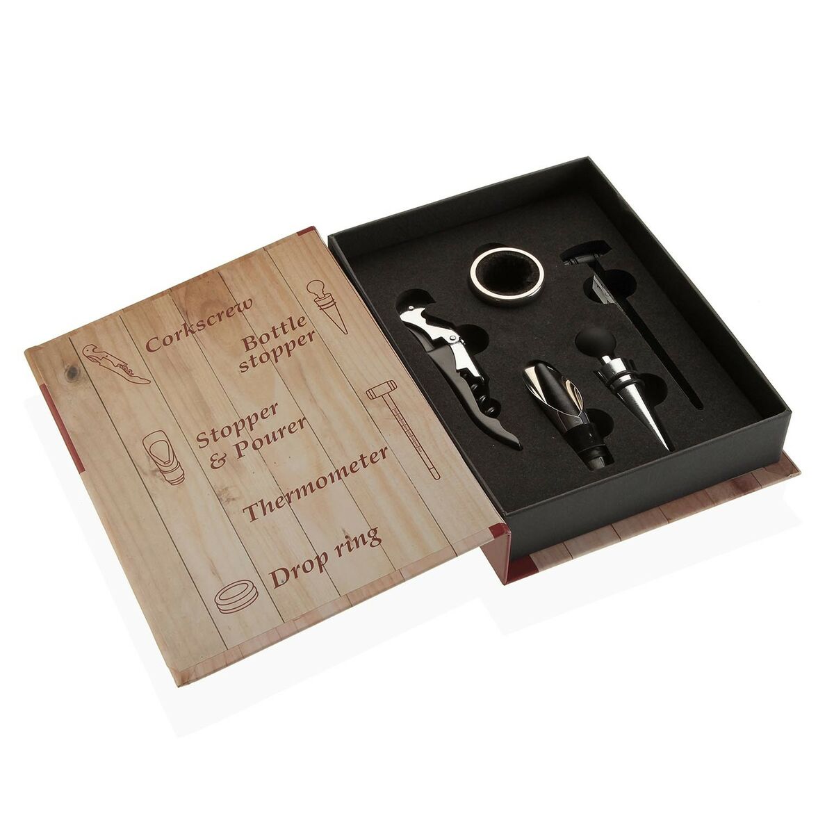 Set of Wine Accessories Versa Wood 5 x 20 x 14,5 cm