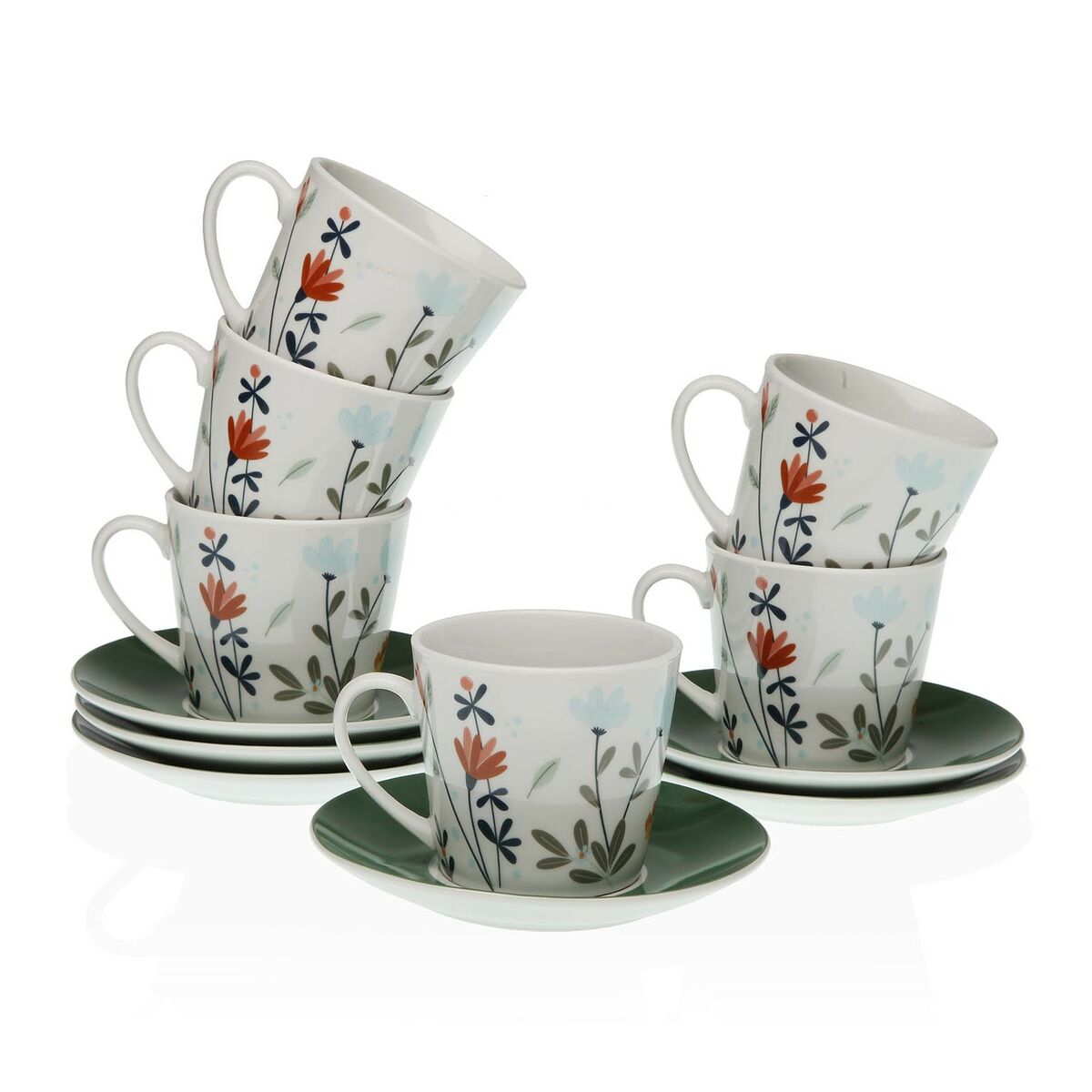 Set of Mugs with Saucers Versa Selene Tea Porcelain (12 Pieces)