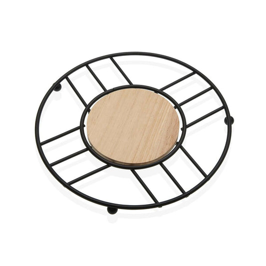 Table Mat Versa Black Wood Rubber wood Steel Iron 20 x 1 x 20 cm