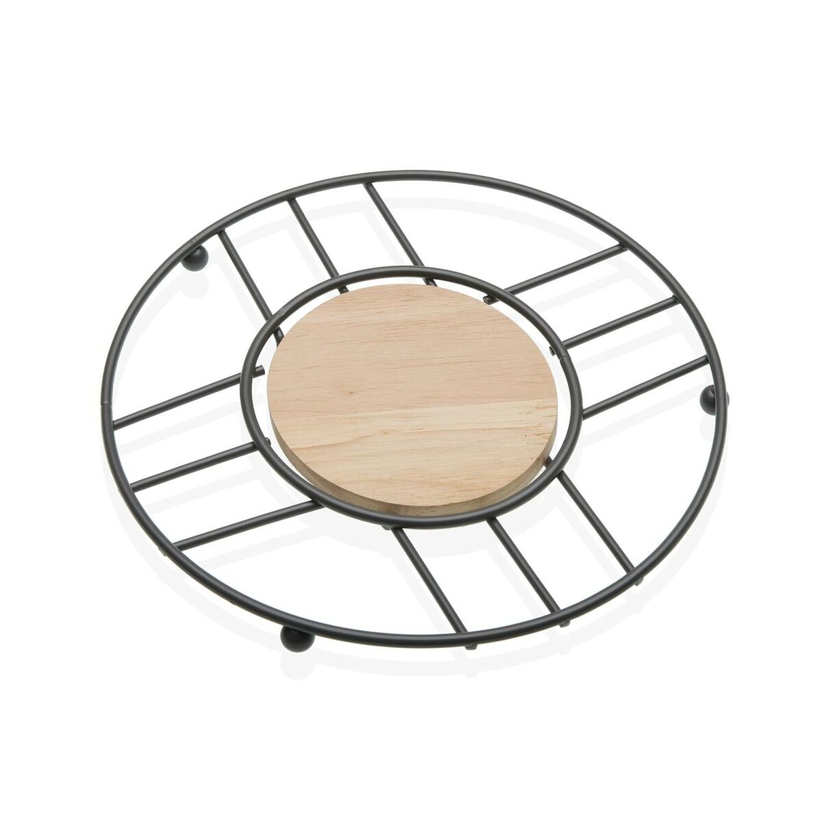 Table Mat Versa Grey Wood Rubber wood Steel Iron 20 x 1 x 20 cm