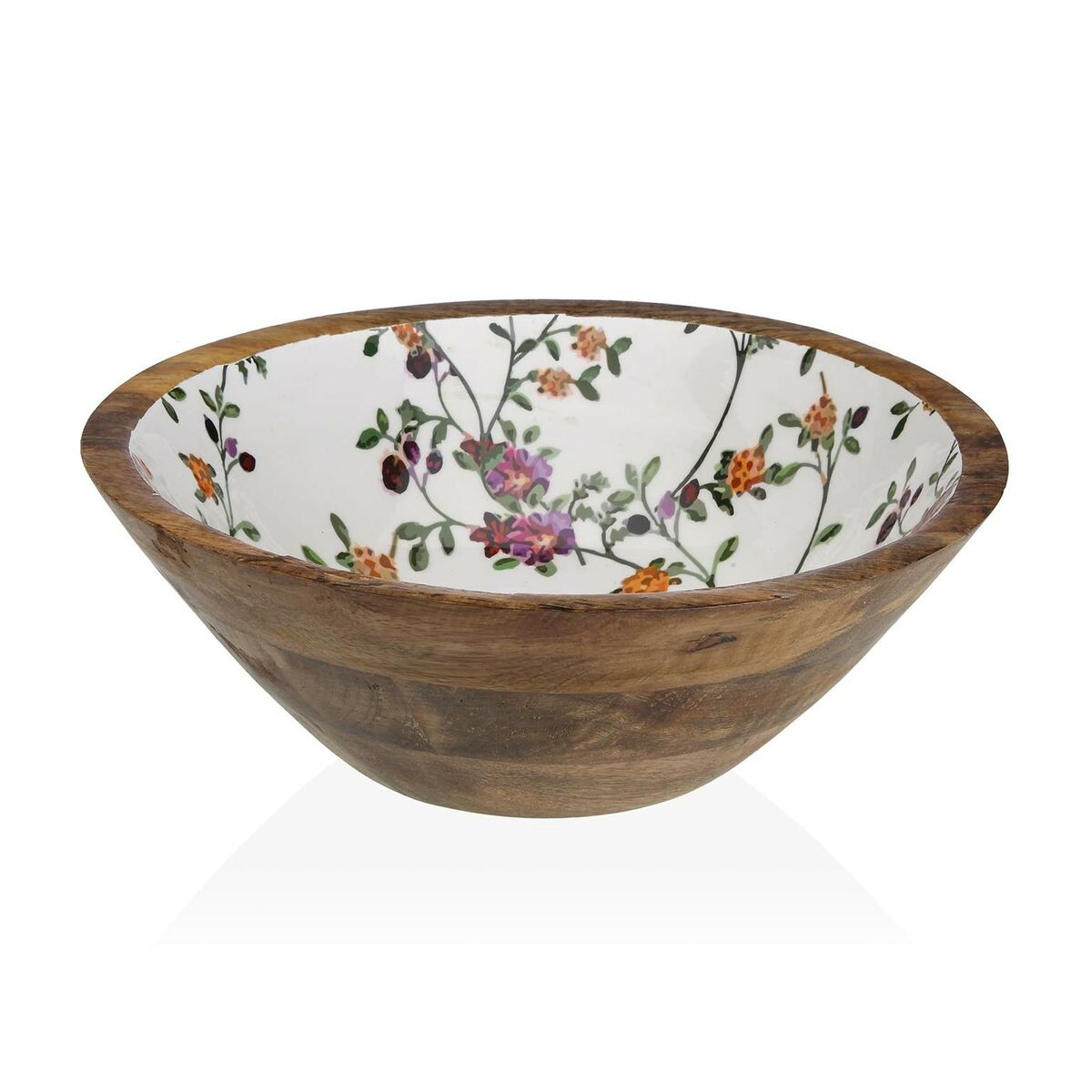 Salad Bowl Versa Flowers Porcelain Mango wood 30 x 10 x 30 cm