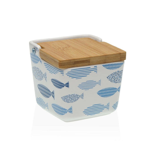 Salt Shaker with Lid Versa Aqua Fish Ceramic 8,8 x 8,5 x 8,8 cm