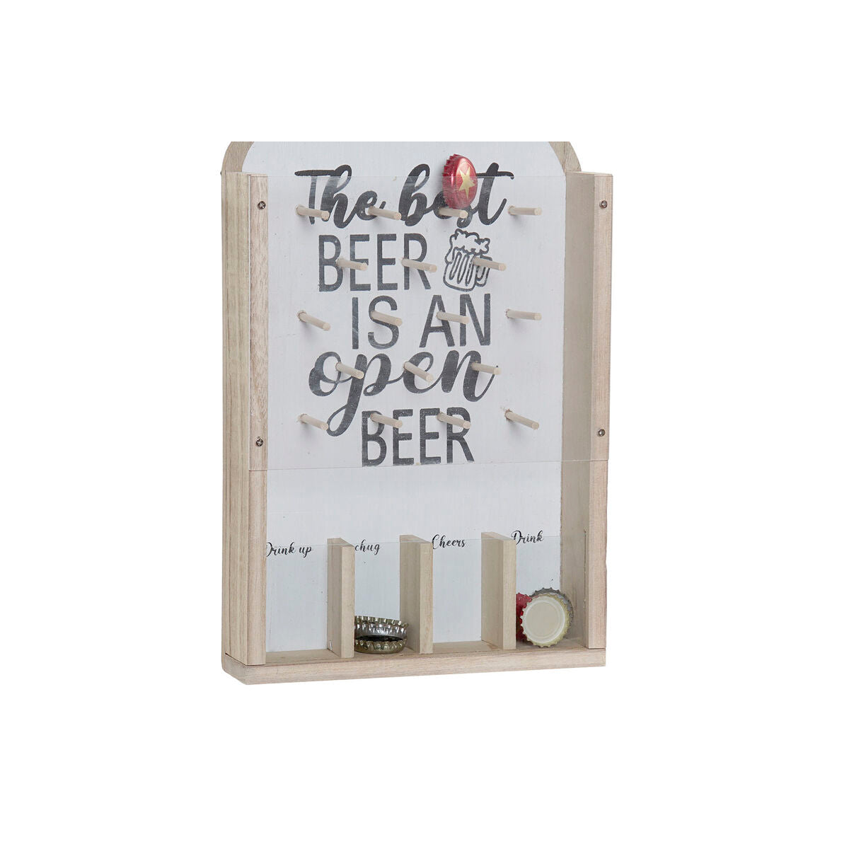 Bottle opener DKD Home Decor Wall White Black Natural White/Black Crystal Plastic MDF Wood 20 x 5,5 x 45 cm