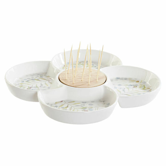 Appetizer Set DKD Home Decor Multicolour Natural Bamboo Stoneware Cottage 22 x 22 x 7 cm