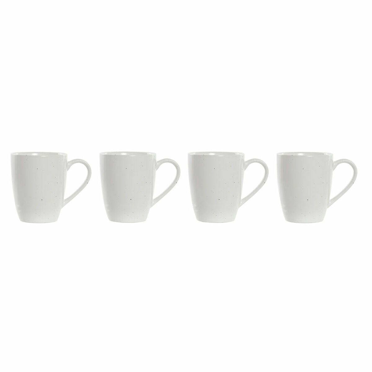 4 Piece Mug Set DKD Home Decor Natural Rubber wood White 300 ml Stoneware