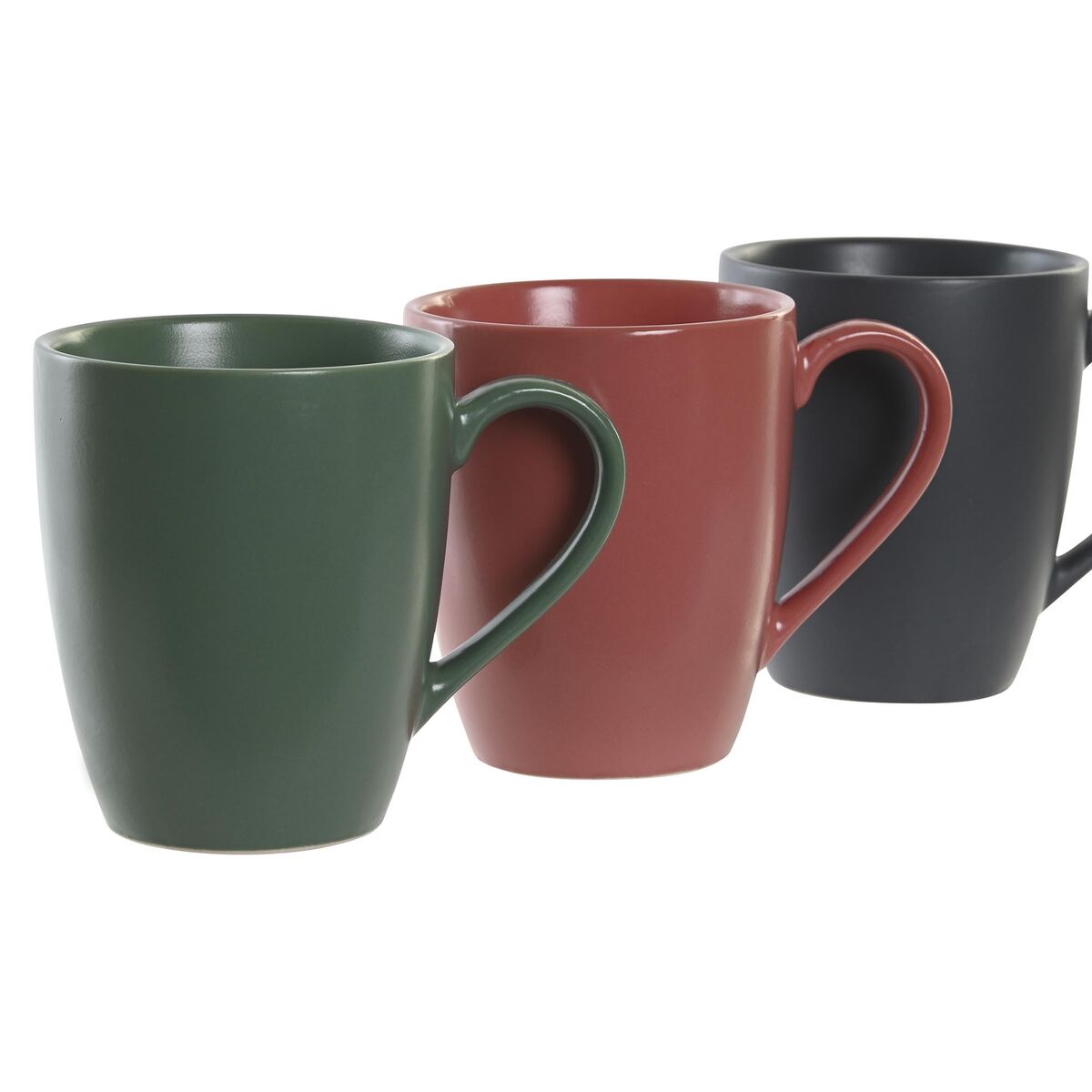 4 Piece Mug Set DKD Home Decor Pink Green Dark grey 300 ml Stoneware