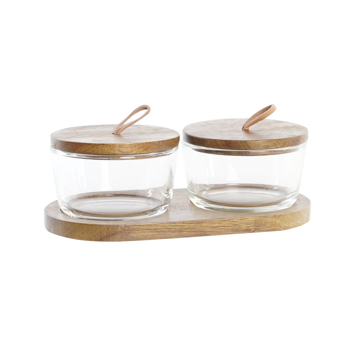 2 Tubs DKD Home Decor 20,5 x 10,5 x 7 cm Crystal Brown Transparent Acacia 240 ml