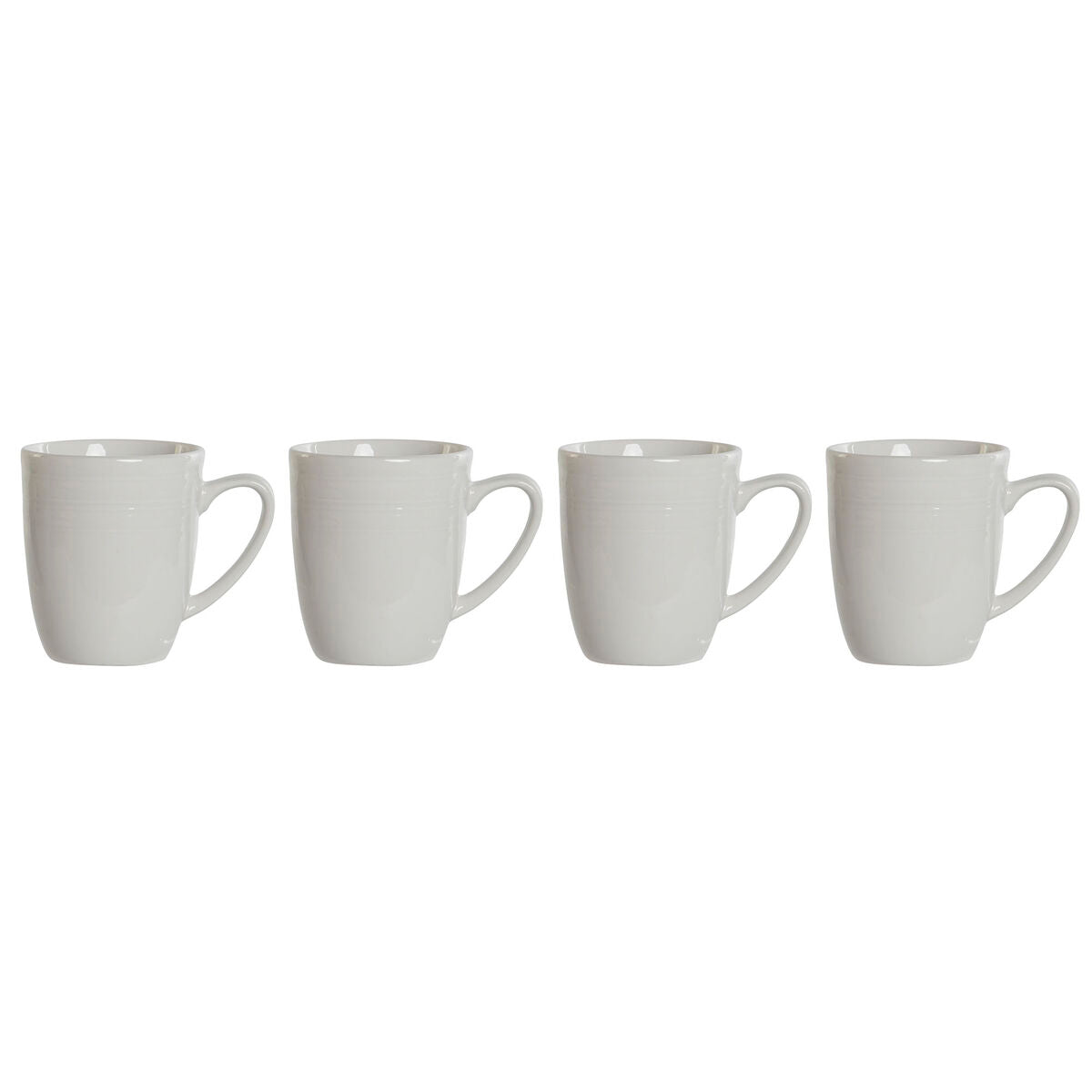 4 Piece Mug Set DKD Home Decor White Porcelain 330 ml