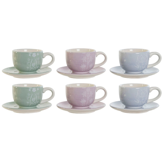 Piece Coffee Cup Set DKD Home Decor Blue White Green Lilac Metal 180 ml