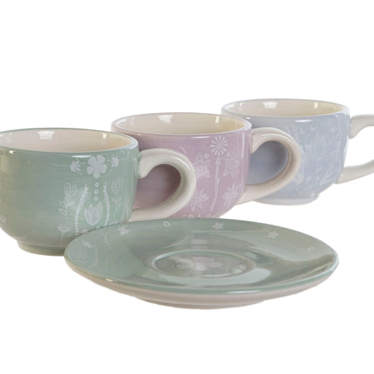 Piece Coffee Cup Set DKD Home Decor Blue White Green Lilac Metal 180 ml