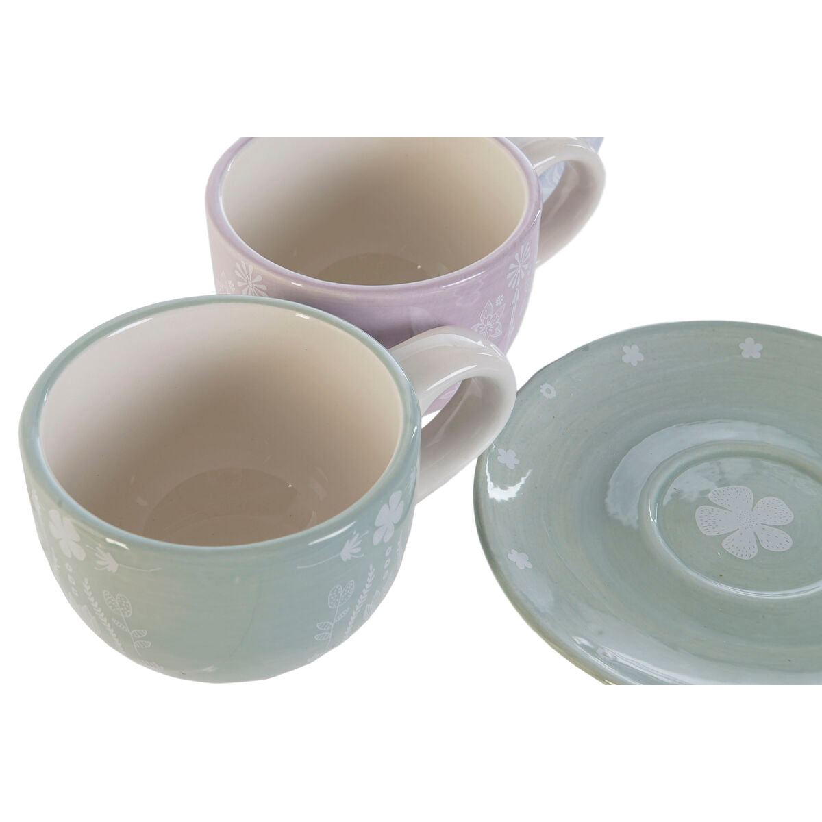 Piece Coffee Cup Set DKD Home Decor Blue White Green Lilac Metal 180 ml