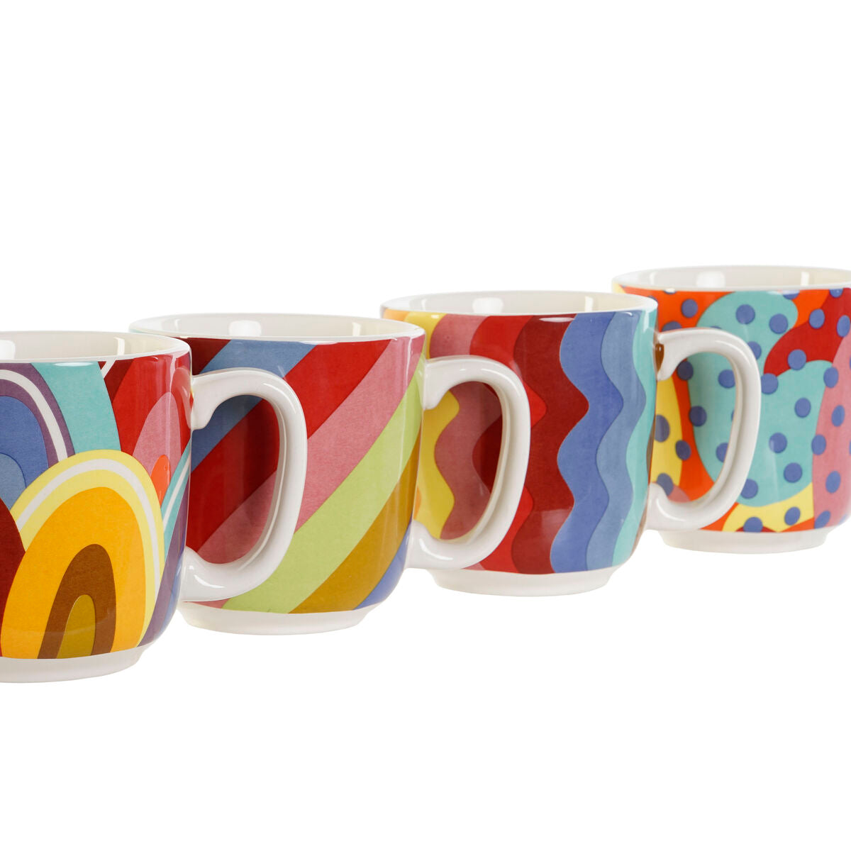 Piece Coffee Cup Set DKD Home Decor Multicolour Coral Bamboo Dolomite 180 ml