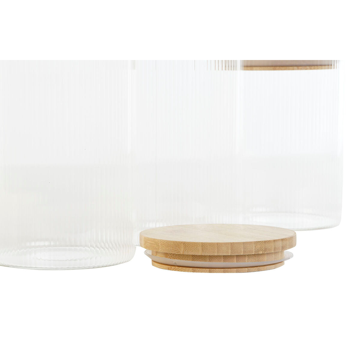 3 Tubs Home ESPRIT Transparent Silicone Bamboo Borosilicate Glass 10 x 10 x 22,3 cm