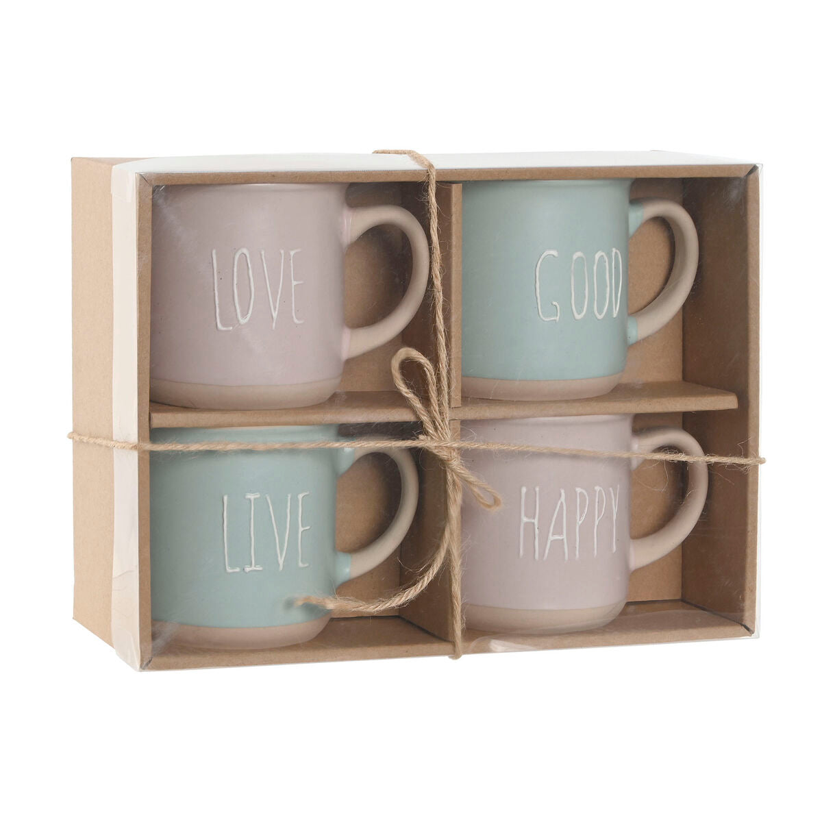 4 Piece Mug Set Home ESPRIT Blue Pink Stoneware Urban