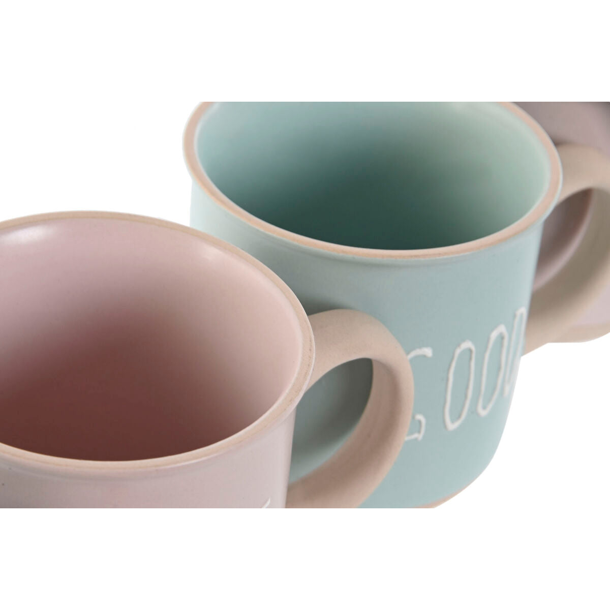 4 Piece Mug Set Home ESPRIT Blue Pink Stoneware Urban