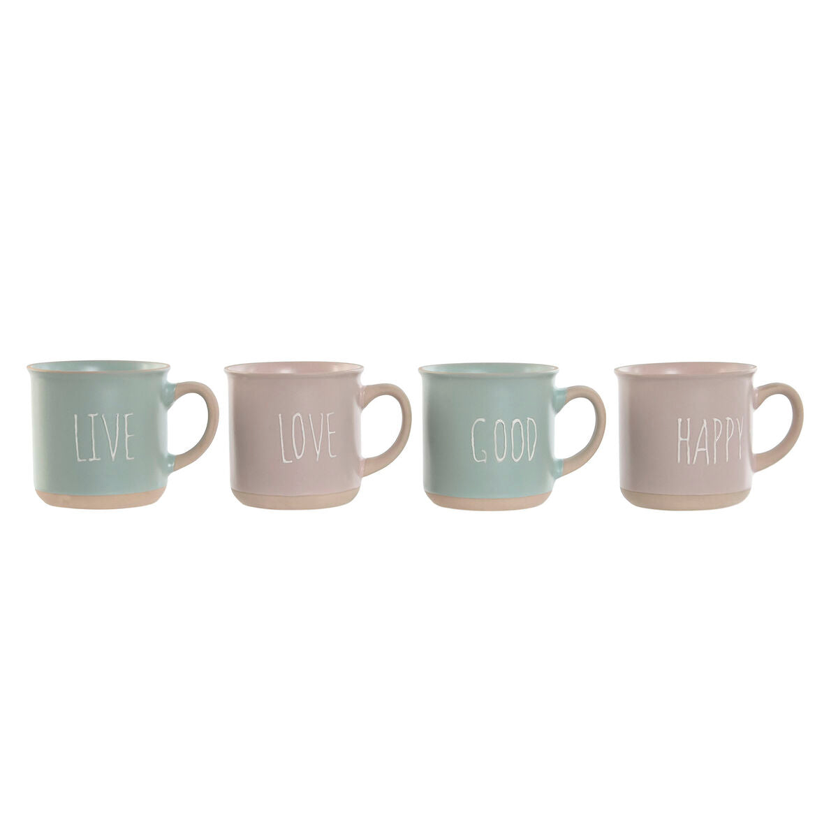 4 Piece Mug Set Home ESPRIT Blue Pink Stoneware Urban